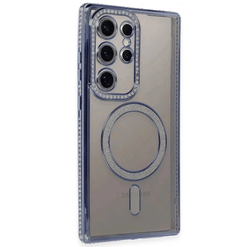Mey İthalat®  Samsung Galaxy S24 Ultra Kılıf Joke Simli Magneticsafe Kılıf - Mavi