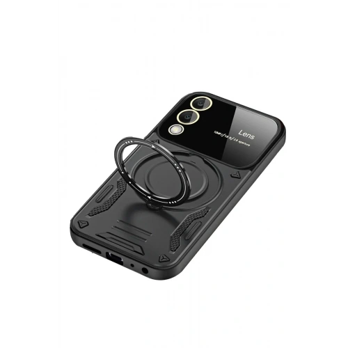 Mey İthalat®  Samsung Galaxy S25 Edge Kılıf Joy Lens Standlı Kapak - Siyah