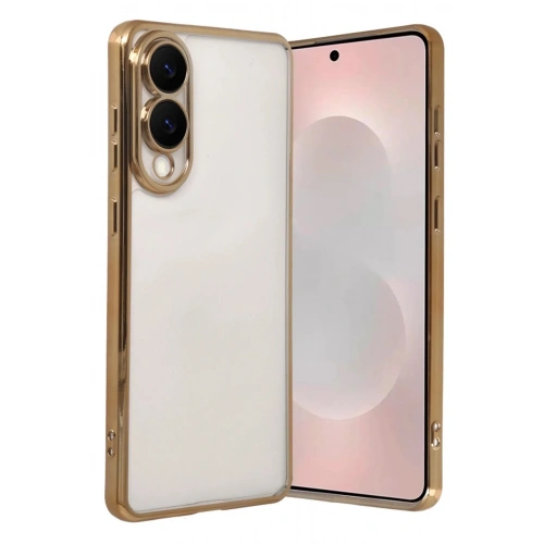 Mey İthalat®  Samsung Galaxy S25 Edge  Lensli Silikon - Gold