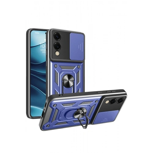 Mey İthalat®  Samsung Galaxy S25 Edge Pars Lens Yüzüklü Silikon - Lacivert