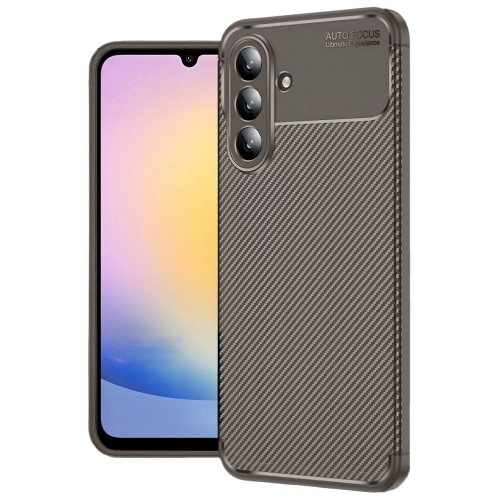 Mey İthalat®  Samsung Galaxy S25 FE Auto Focus Karbon Kapak - Kahverengi