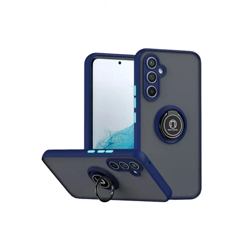 Mey İthalat®  Samsung Galaxy S25 FE Montreal Yüzüklü Silikon Kapak - Lacivert