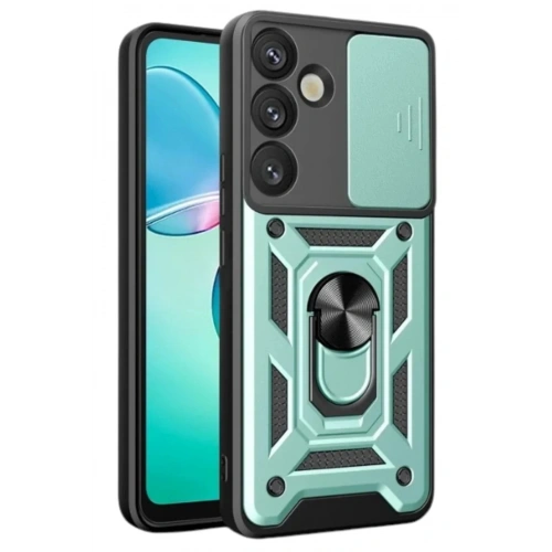 Mey İthalat®  Samsung Galaxy S25 FE Pars Lens Yüzüklü Silikon - Yeşil
