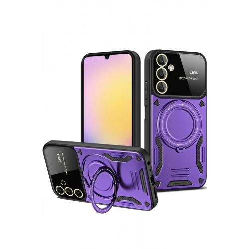 Mey İthalat®  Samsung Galaxy S25 Plus Kılıf Joy Lens Standlı Kapak - Mor