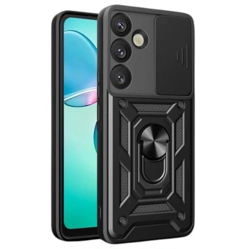 Mey İthalat®  Samsung Galaxy S25 Plus Kılıf Pars Lens Yüzüklü Silikon - Siyah