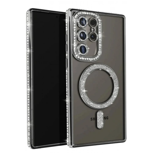 Mey İthalat®  Samsung Galaxy S25 Ultra Kılıf Joke Simli Magneticsafe Kılıf - Siyah