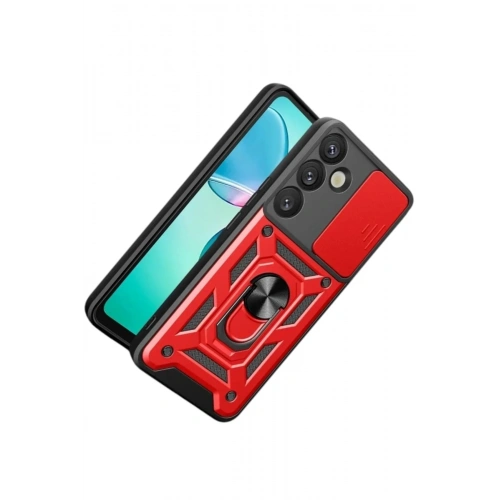 Mey İthalat®  Samsung Galaxy S26 Pars Lens Yüzüklü Silikon - Kırmızı