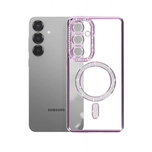 Mey İthalat®  Samsung Galaxy S26 Plus Joke Simli Magneticsafe Kılıf - Derin Mor