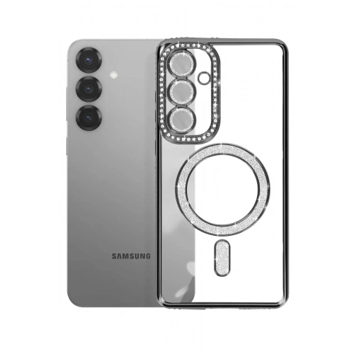 Mey İthalat®  Samsung Galaxy S26 Plus Joke Simli Magneticsafe Kılıf - Siyah