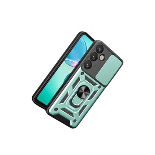 Mey İthalat®  Samsung Galaxy S26 Plus Pars Lens Yüzüklü Silikon - Yeşil