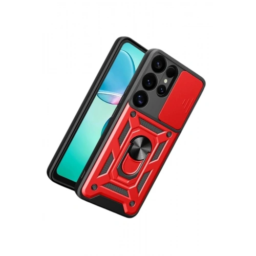 Mey İthalat®  Samsung Galaxy S26 Ultra Pars Lens Yüzüklü Silikon - Kırmızı