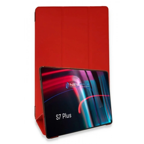 Mey İthalat®  Samsung Galaxy T970 Tab S7 Plus 12.4 Kılıf Tablet Smart Kılıf - Kırmızı