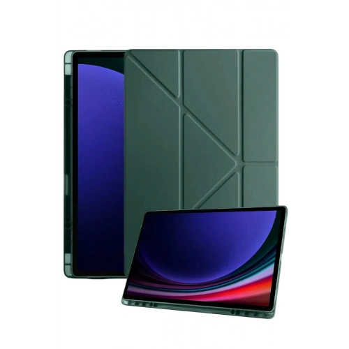 Mey İthalat®  Samsung Galaxy Tab A11 Plus Kalemlikli Mars Tablet Kılıfı - Koyu Yeşil