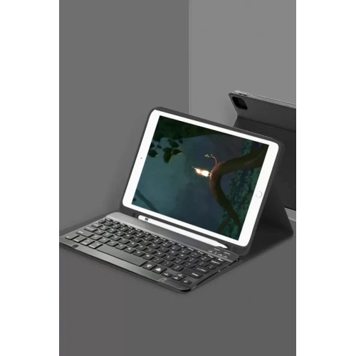 Mey İthalat®  Samsung Galaxy Tab A9 Plus Kılıf KC01 Smart Klavyeli Tablet Kılıfı - Siyah