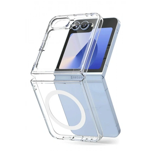 Mey İthalat®  Samsung Galaxy Z Flip 6 Kılıf Magneticsafe Şeffaf Silikon - Şeffaf