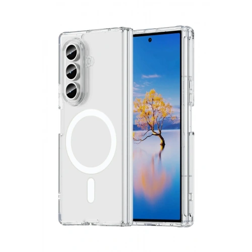 Mey İthalat®  Samsung Galaxy Z Fold 7 Kılıf Magneticsafe Şeffaf Silikon - Şeffaf