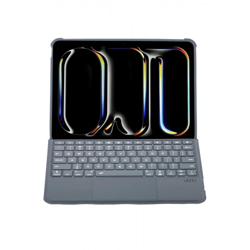 Mey İthalat®  T5504D iPad Pro 11 (2024) Kılıf Palermo Ledli Klavyeli Standlı Tablet Kılıfı - Siyah