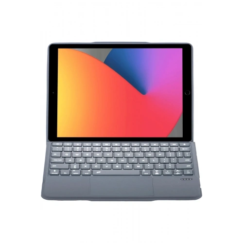 Mey İthalat®  T5506D iPad 10.2 (9.Nesil) Kılıf Palermo Ledli Klavyeli Standlı Tablet Kılıfı - Siyah