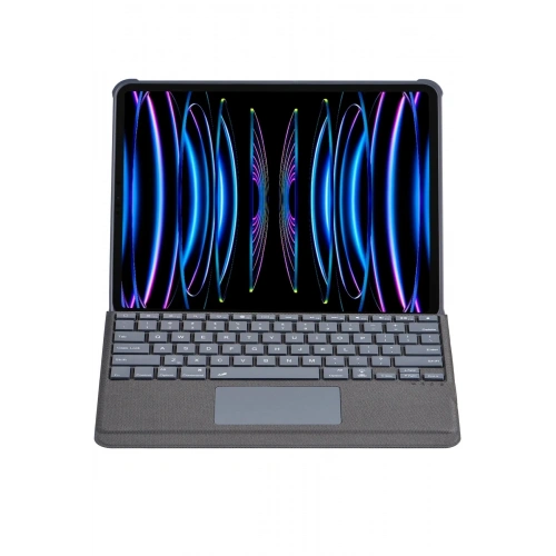 Mey İthalat®  T5509D iPad Pro 12.9 (2022) Kılıf Palermo Ledli Klavyeli Standlı Tablet Kılıfı - Siyah