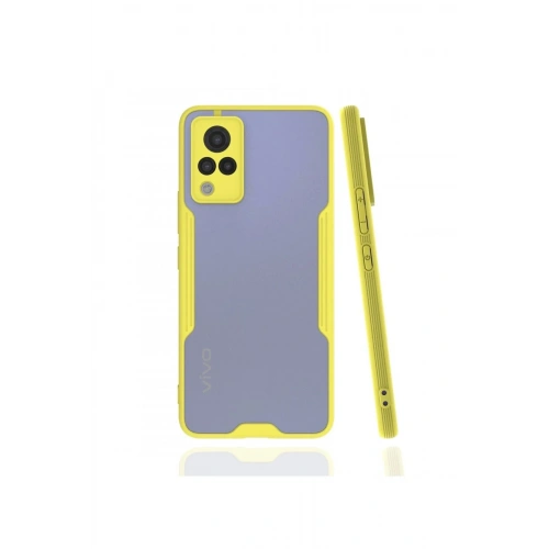 Mey İthalat®  Vivo V21 Kılıf Platin Silikon - Sarı