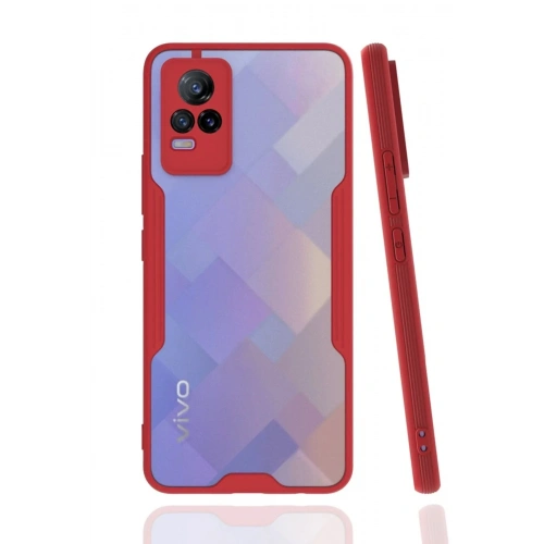 Mey İthalat®  Vivo V21e Kılıf Platin Silikon - Kırmızı