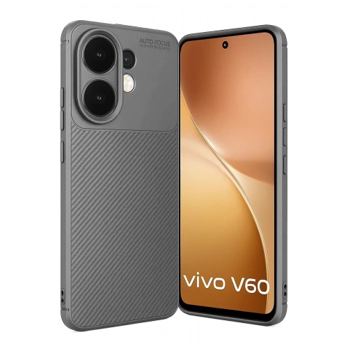 Mey İthalat®  Vivo V60 5G Auto Focus Karbon Kapak - Gri