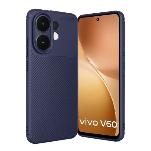 Mey İthalat®  Vivo V60 5G Auto Focus Karbon Kapak - Lacivert