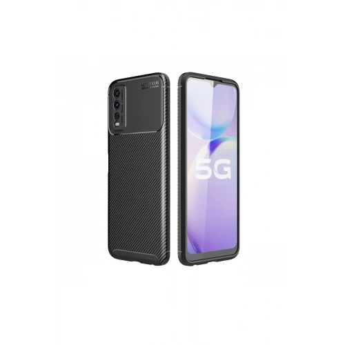 Mey İthalat®  Vivo Y11S Kılıf Auto Focus Karbon Kapak - Siyah