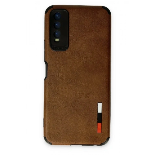 Mey İthalat®  Vivo Y11S Kılıf Loop Deri Silikon - Kahverengi
