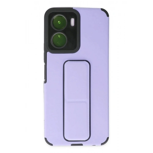 Mey İthalat®  Vivo Y16 Kılıf Mega Standlı Silikon - Lila