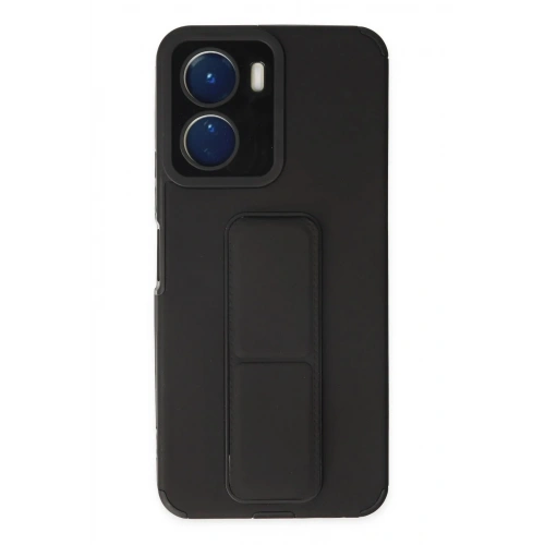 Mey İthalat®  Vivo Y16 Kılıf Mega Standlı Silikon - Siyah