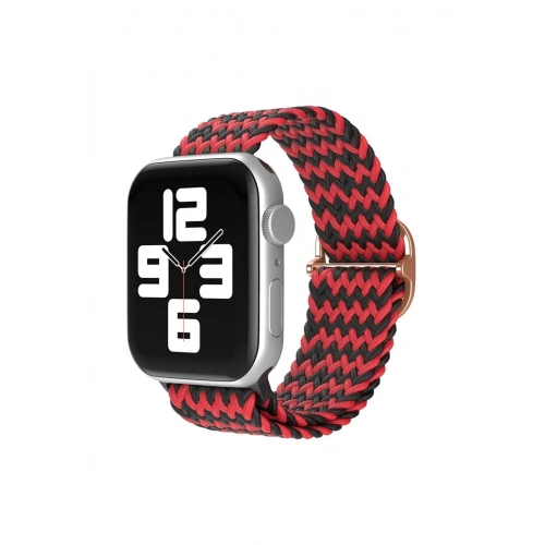 Mey İthalat®   Watch 38mm Star Kordon - Zigzag Kırmızı-Siyah