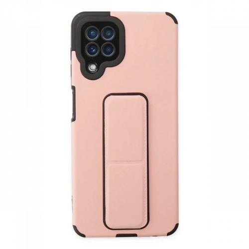 Samsung Galaxy A22 Kılıf Mega Standlı Silikon - Pudra