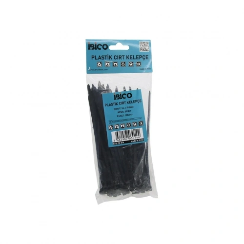 SİYAH   3.6X150MM  PLASTİK CIRT KELEPÇE  100PCS (5468)