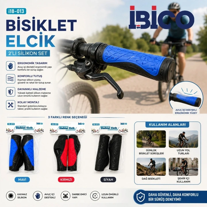 2 PCS SET RENKLİ - SİLİKON BİSİKLET ELCİK (5468)