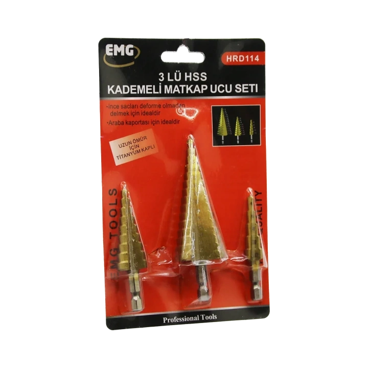 3 PARÇA  HSS KADEMELİ MATKAP UCU SET (5468)