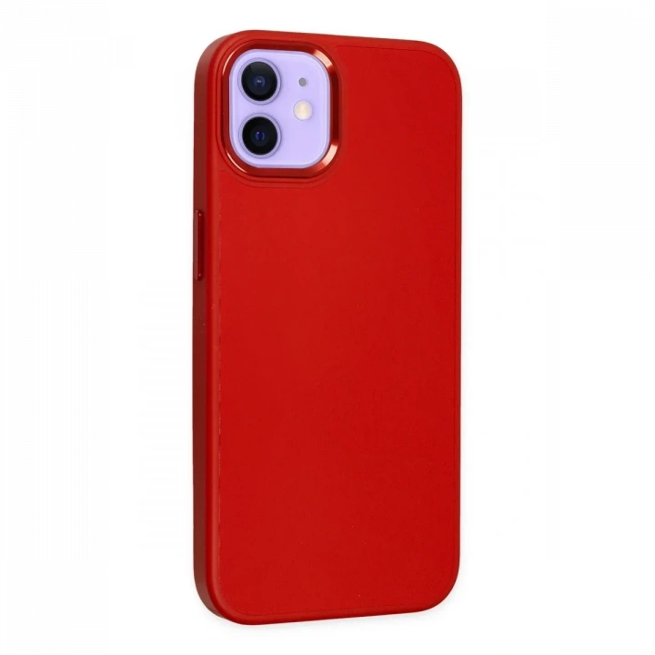 Apple iPhone 12 Kılıf Asya Deri Silikon - Kırmızı