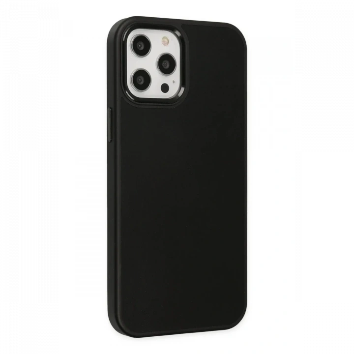 Apple iPhone 12 Pro Max Kılıf Asya Deri Silikon - Siyah