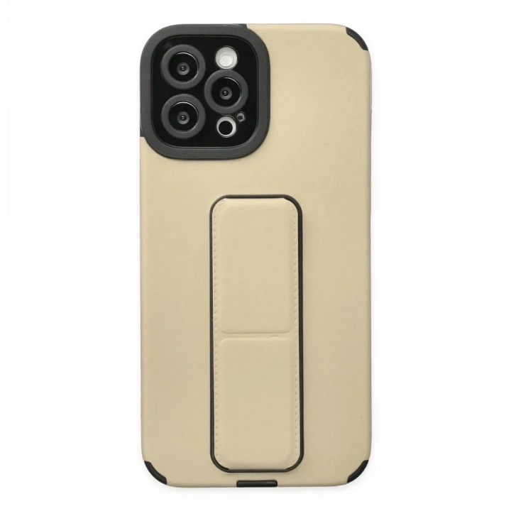 Apple iPhone 12 Pro Max Kılıf Mega Standlı Silikon - Gold