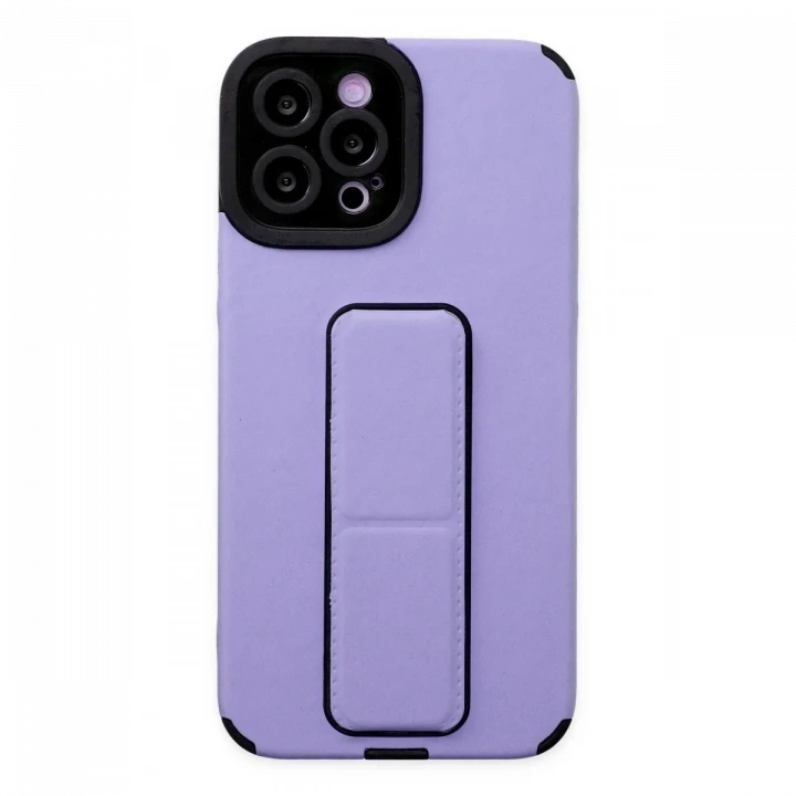 Apple iPhone 12 Pro Max Kılıf Mega Standlı Silikon - Lila