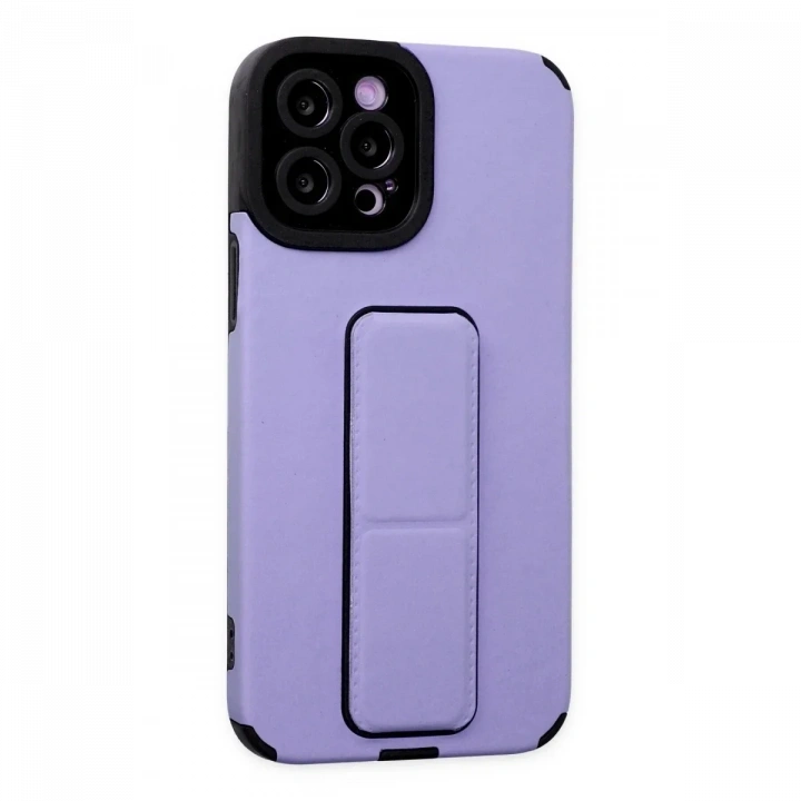 Apple iPhone 12 Pro Max Kılıf Mega Standlı Silikon - Lila