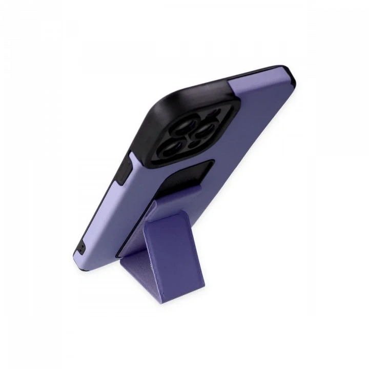 Apple iPhone 12 Pro Max Kılıf Mega Standlı Silikon - Lila