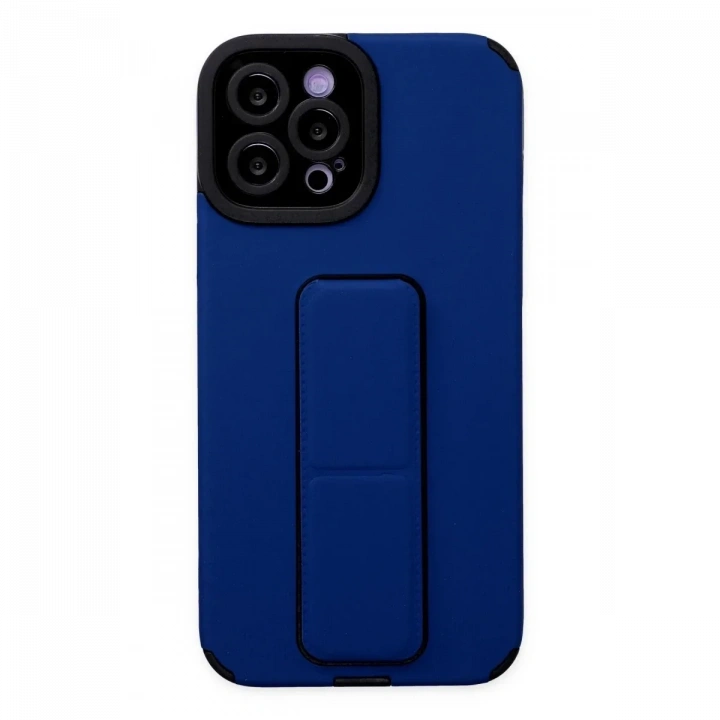 Apple iPhone 12 Pro Max Kılıf Mega Standlı Silikon - Mavi