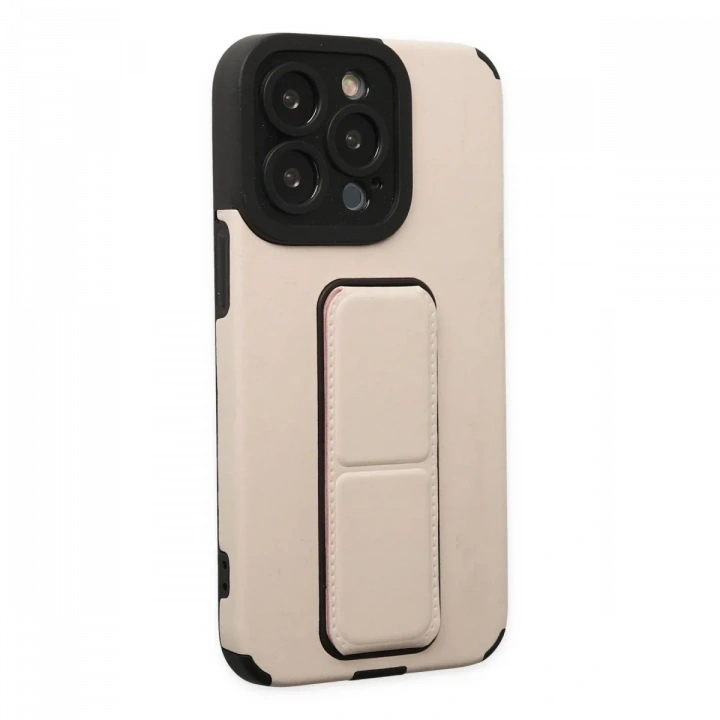 Apple iPhone 13 Pro Kılıf Mega Standlı Silikon - Gold