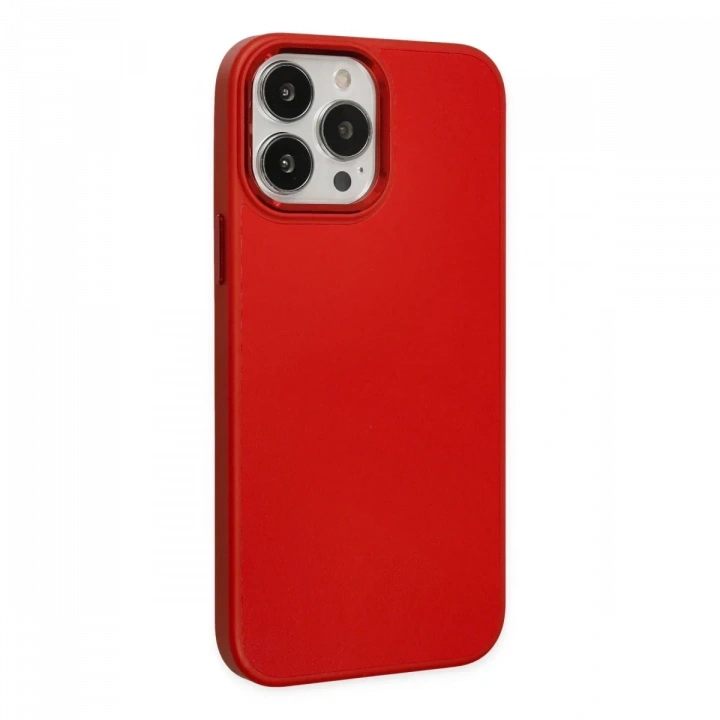Apple iPhone 13 Pro Max Kılıf Asya Deri Silikon - Kırmızı
