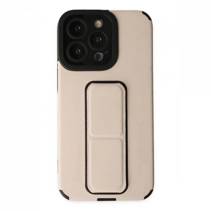 Apple iPhone 13 Pro Max Kılıf Mega Standlı Silikon - Gold