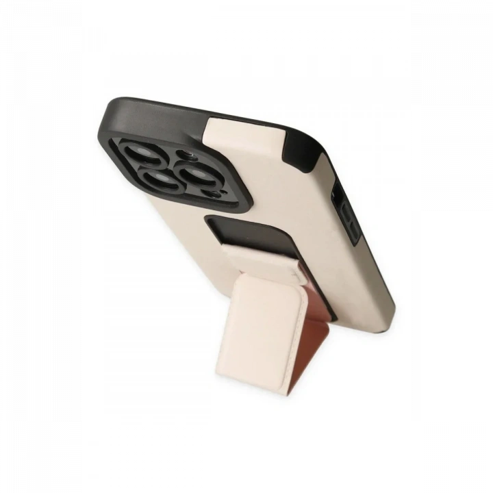 Apple iPhone 13 Pro Max Kılıf Mega Standlı Silikon - Gold