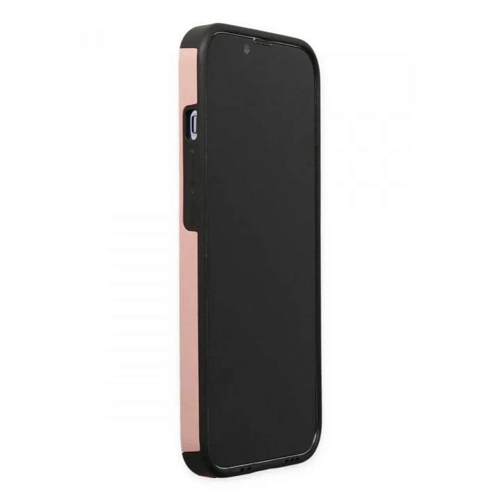 Apple iPhone 13 Pro Max Kılıf Mega Standlı Silikon - Pudra