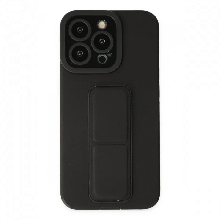 Apple iPhone 13 Pro Max Kılıf Mega Standlı Silikon - Siyah