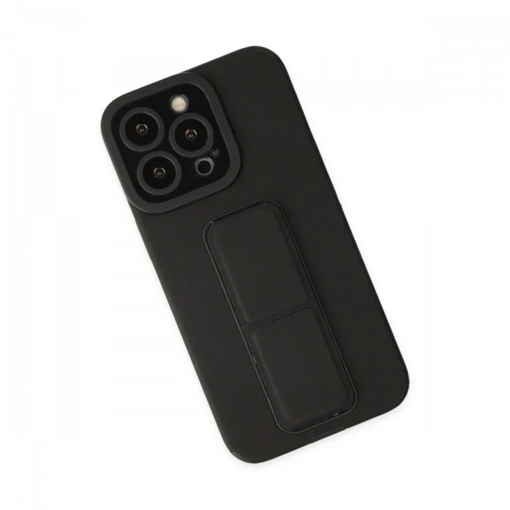 Apple iPhone 13 Pro Max Kılıf Mega Standlı Silikon - Siyah